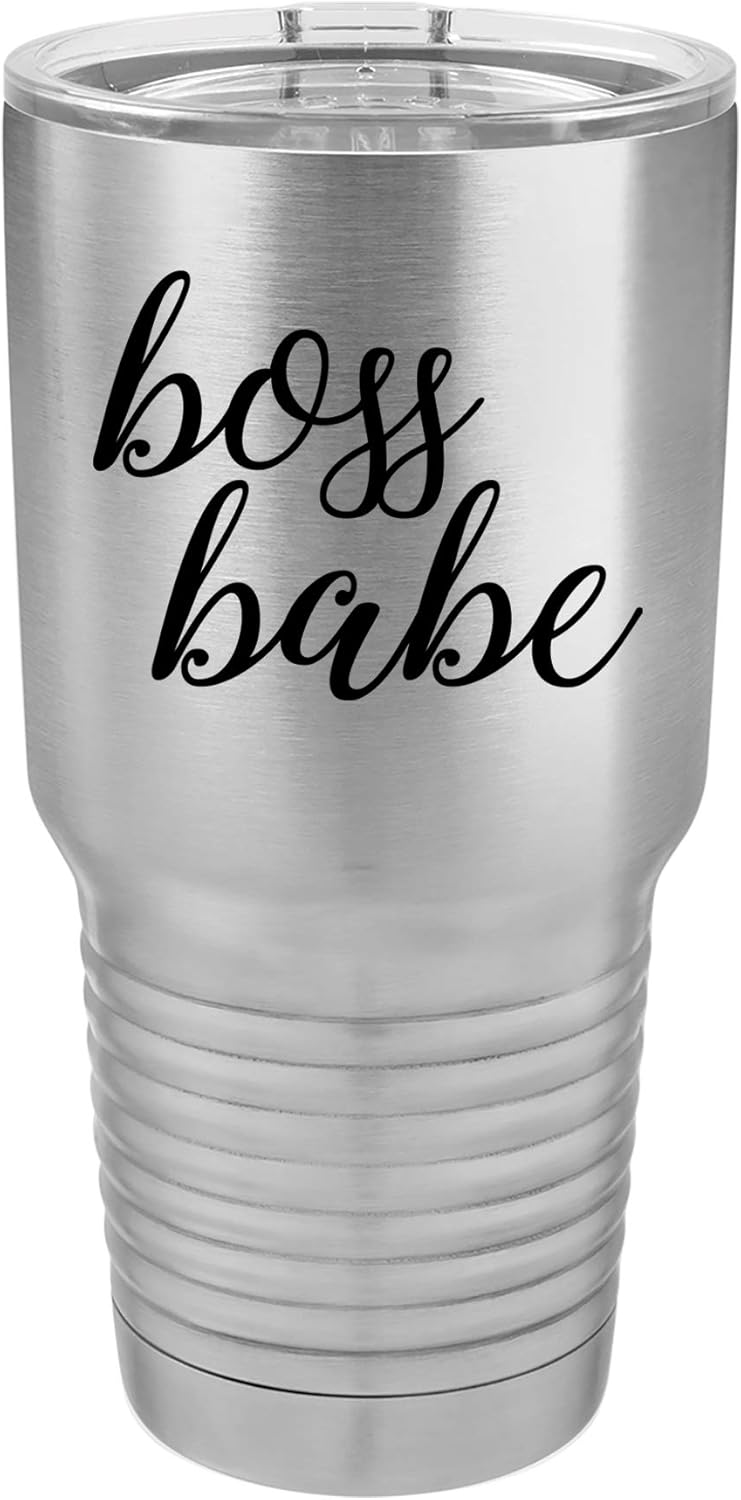 Tumbler Stainless Steel Vacuum Insulated Travel Mug Boss Babe (Stainless Steel, 30 oz)