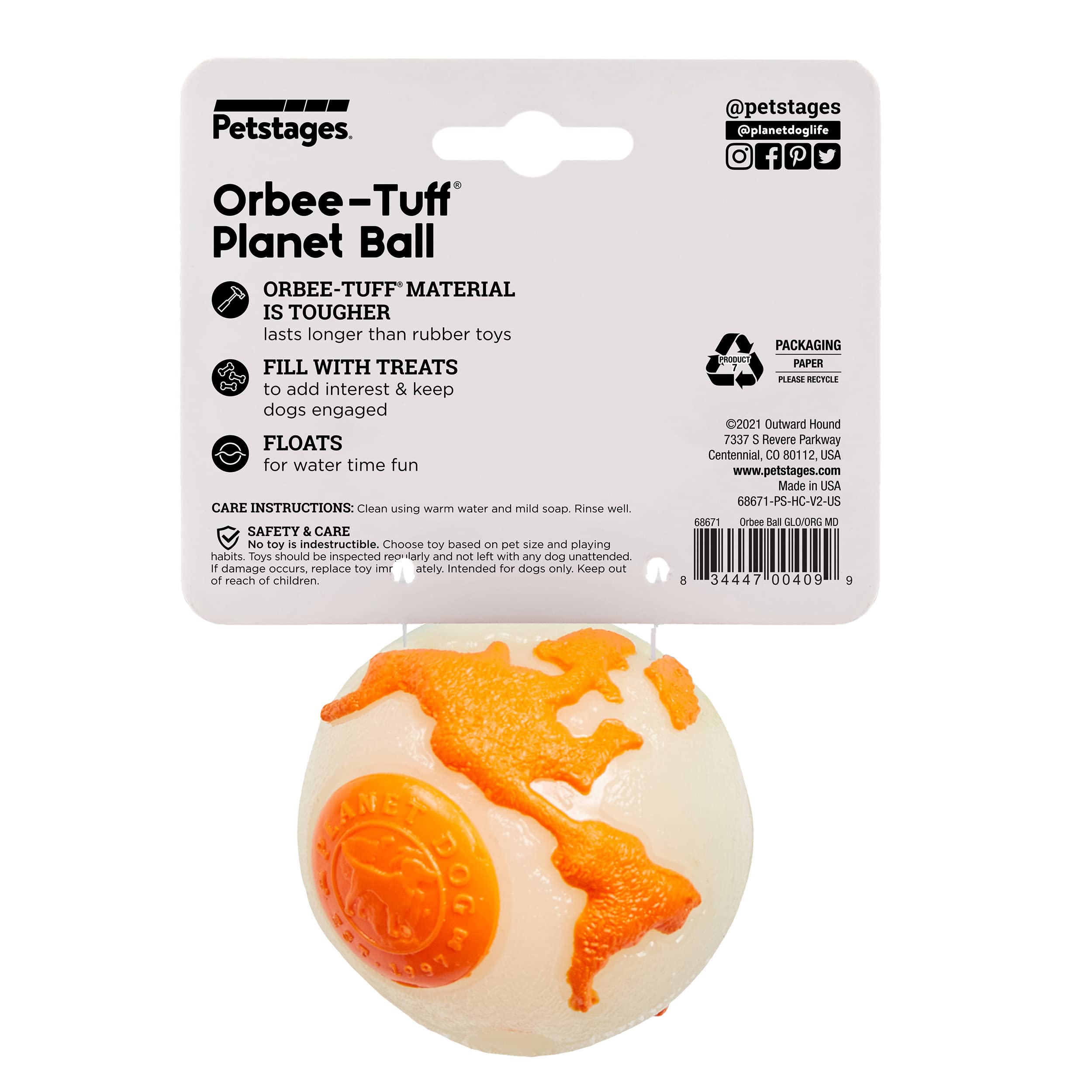 Planet Dog Orbee Tuff Planet Ball Orange Glow In Dark Desertcart