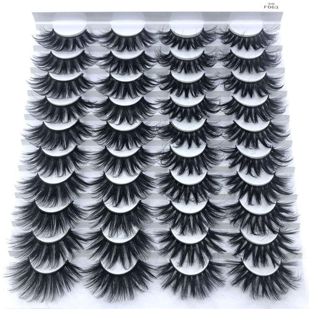 Tazweeq 20 Pairs 25mm 3d Mink Lashes Bulk Faux, Exquisite Eyelashes, Natural Mink Lashes Pack, Natural False Eyelashes, Natural Thick False Eyelashes