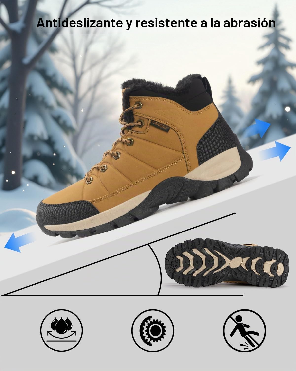LANGDU Botas Hombre Invierno Zapatos Impermeables Senderismo Montaña Botines 41-46 EU