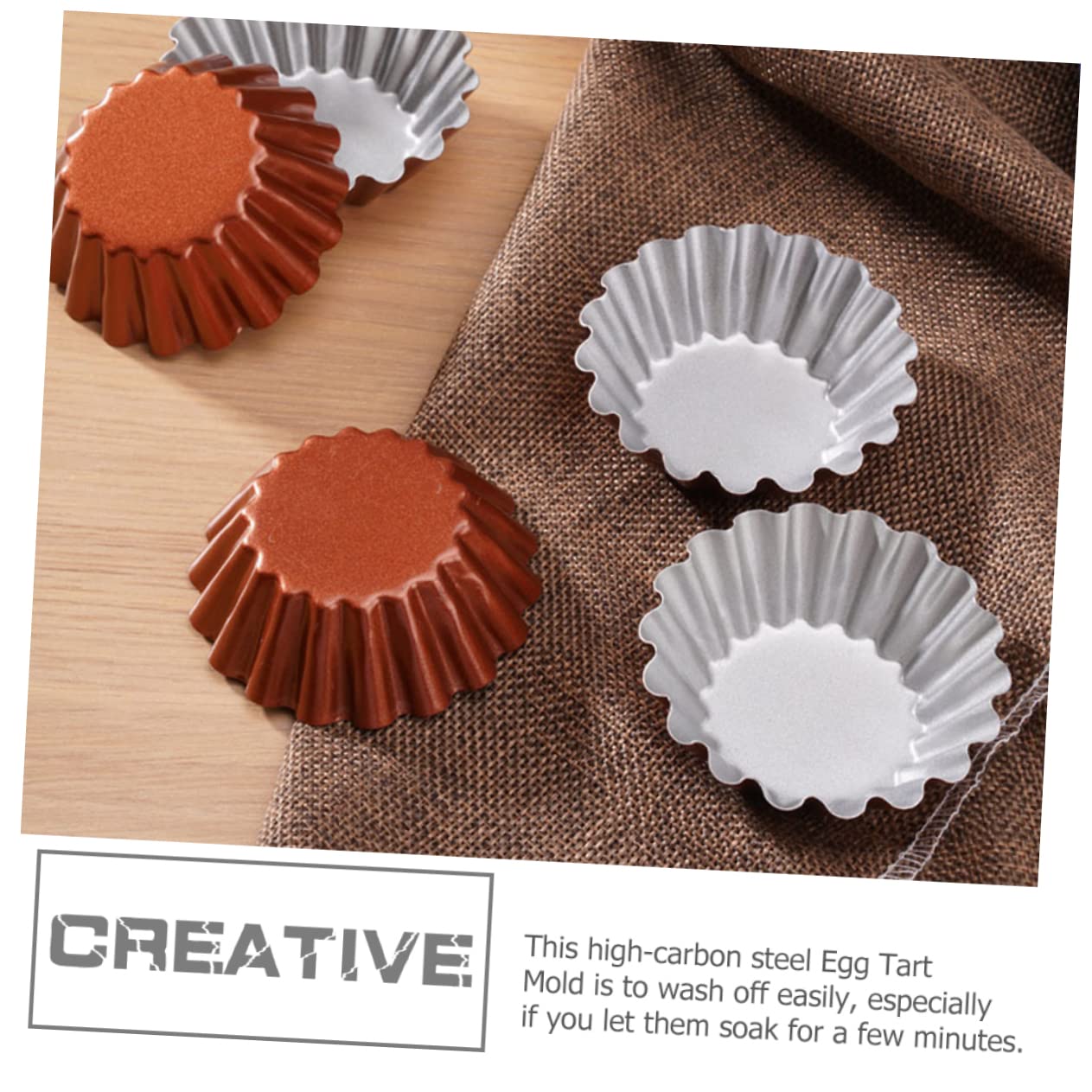 Cabilock 4 Juegos Molde Redondo Para Tarta De Huevo Taza De Muffin De Tarta Molde Para Tarta De Huevo Conveniente Molde De Budín - Moldes Para Tarta Brown Acero De Alto Carbono 6 Piezas * 4