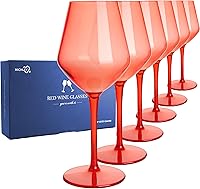 Vista 10 de MICHLEY Juego de 6 copas de vino de colores irrompibles de plástico tritán, regalo de 15 onzas para fiesta en casa al aire libre, color azul
