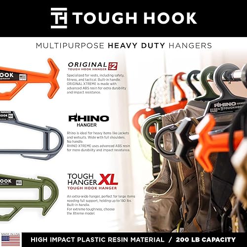Miniatura 6 de Rhino Hanger  The Everyday for Everything  Fabricado en Estados Unidos  Capacidad de carga de 200 libras  Percha estándar extra grande resistente de