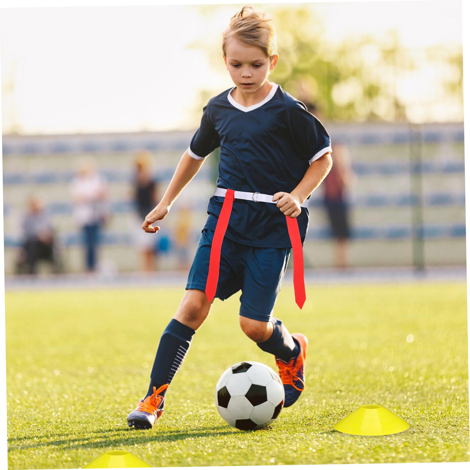 Garneck 16 Pièces Kit d'entraînement de rugby Ceinture cônes drapeau football trousses flag-football pour les enfants Équipement d'entraînement de football équipement de football