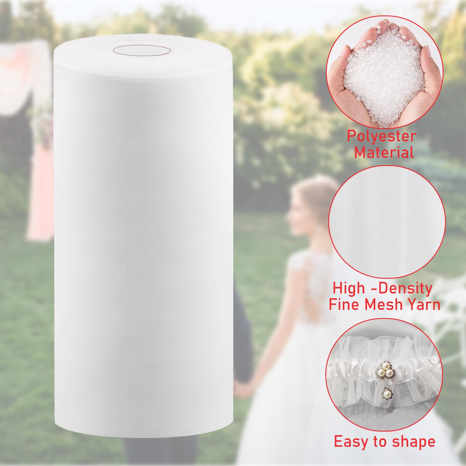 Rotolo Tulle Bianco 30cm X 91.5m - Per Decorazioni Fai Da Te E Matrimoni! - Foto 13