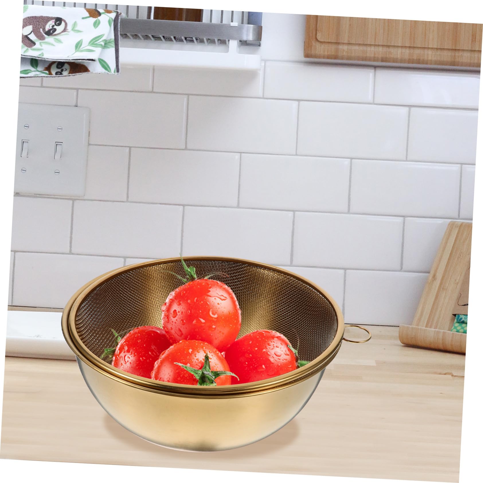 Colador para Lavar Arroz y Escurrir Alimentos de 22cm de Acero Inoxidable Resistente y Seguro Adecuado para Cocina Interior y Camping al Aire Libre