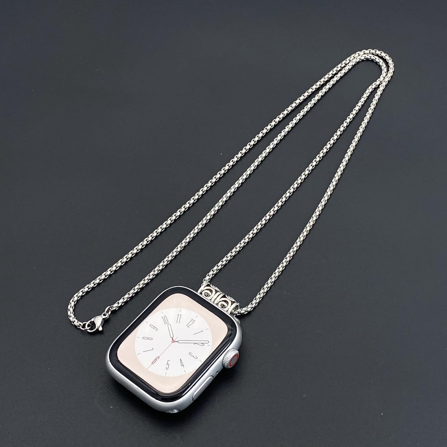 Outdoor Band Compatible with Apple Watch Necklace Fob Clip on Keychain Pendant Lanyard Carabiner Pocket Watch Case Adapter Holder Chain Badge Belt clip Arm Ankle Nurse Strap Iwatch Necklace Women Men