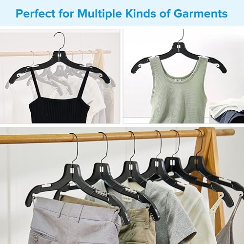 Miniatura 6 de Donext Perchas de plástico con gancho de metal giratorio de 360 grados, perchas de ropa resistentes, perchas duraderas para camisas, abrigos y