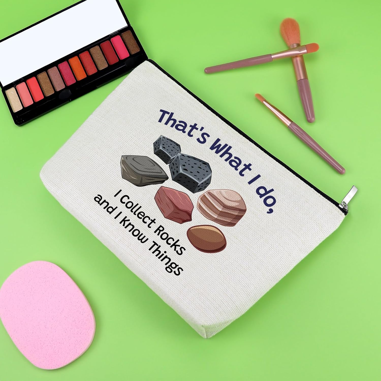 Funny Geologist Gifts Makeup Bag Rock Lover Gifts for Women Funny Rock Collector Cosmetic Bag Graduation Christmas Birthday Present for Geology Teacher Coworker Geology Lover Zipper Travel Pouch image 4