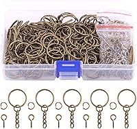 Vista 11 de Swpeet Juego de 450 llaveros plateados de 3/5 de pulgada y 0.591 in, incluye 150 anillos de llavero con cadena y 150 anillos de salto con 150 pines