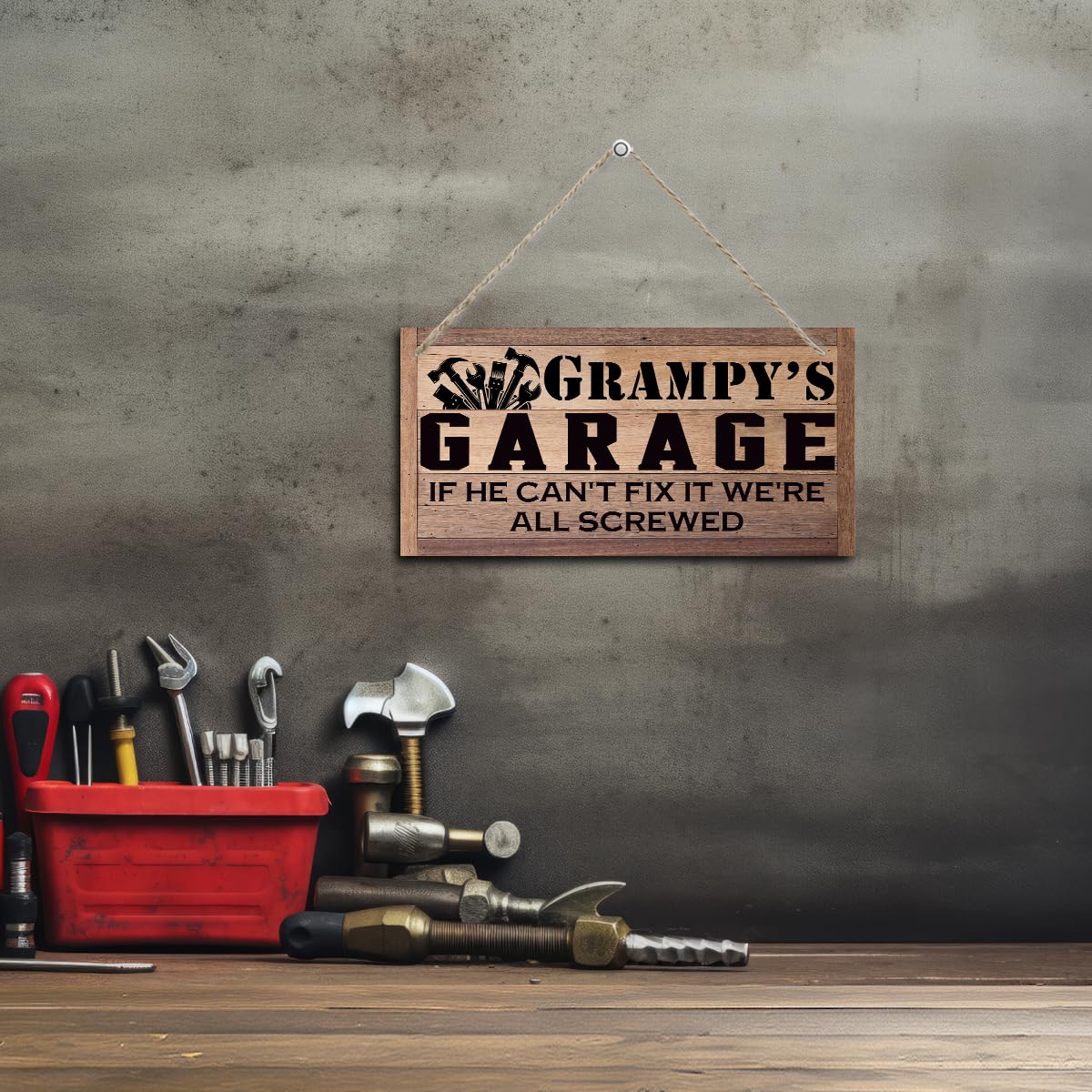 Grampy Gift, Grampy's Garage Sign Gift for Mechanic, Decorative Hanging Wall Plaque Wood Sign, Garage Hanging Decor, Farmhouse Home Decor, Funny Garage Decor, Father's Day Gift for Grampy Grandpa Dad