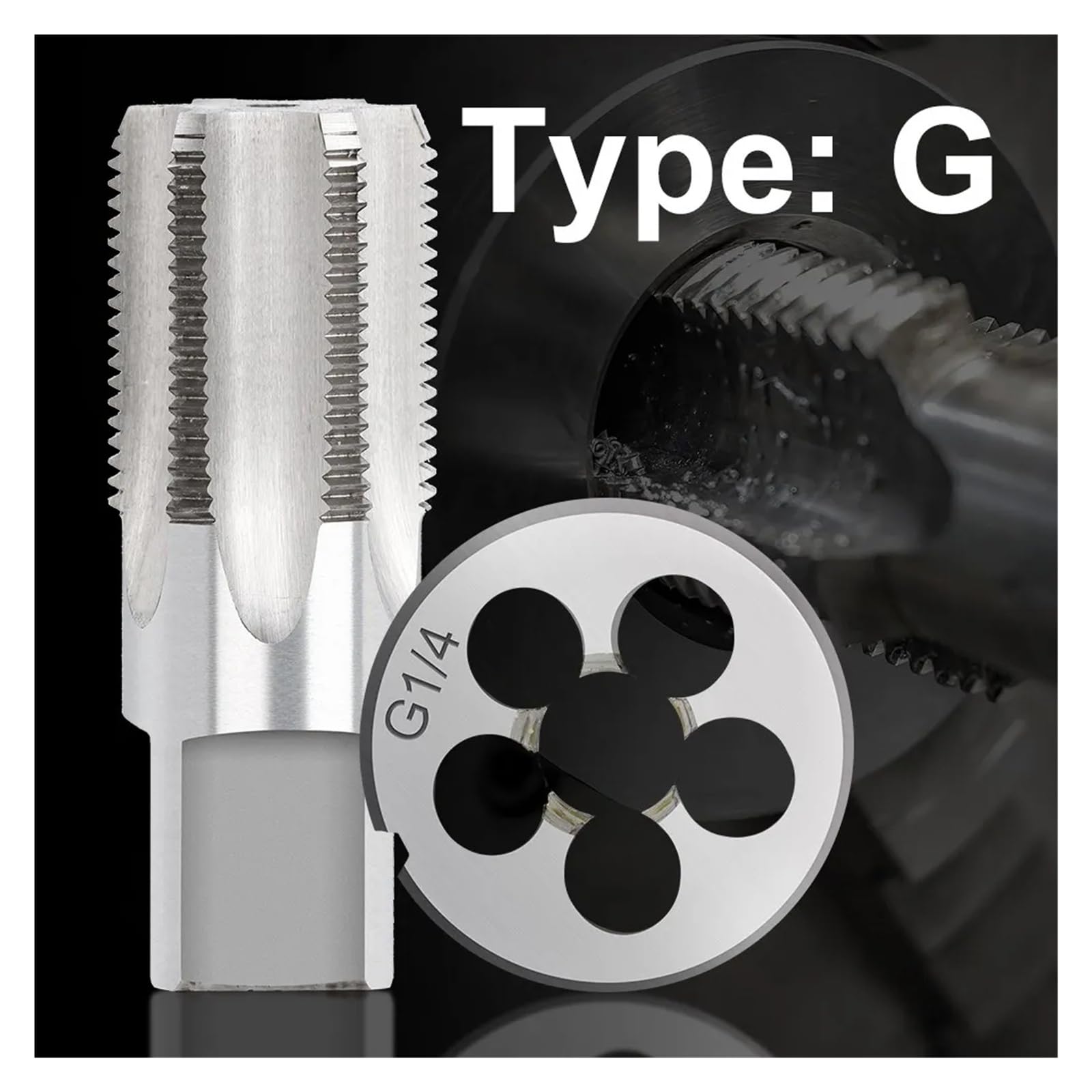 Juego de machos y Troqueles métricos, Alloy Steel Pipe Tap and Die Set Right Hand Screw Thread(Tap Only,G 7/8)