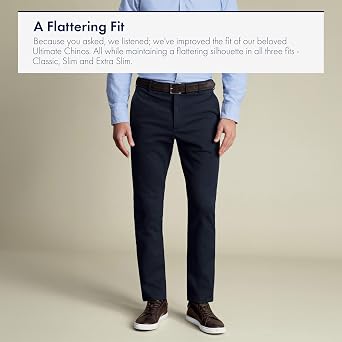 Charles Tyrwhitt Chinos for Men Non-Iron Slim Fit Cotton Casual Pants for Men Chino Pants for Men with Stretch