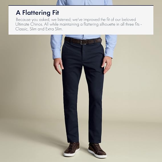 Charles Tyrwhitt Chinos for Men Non-Iron Slim Fit Cotton Casual Pants for Men Chino Pants for Men with Stretch