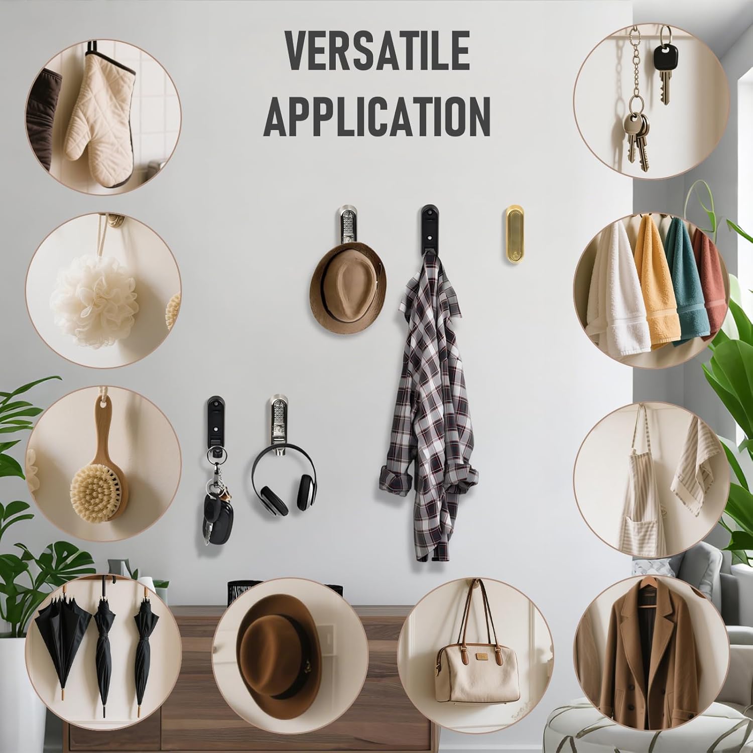 Foldable Wall Hooks Folding Hooks Zinc Alloy for Hanging Coat Bag Backpack Towel Key Bathroom Closet Entryway Kitchen Square (Grey, 2 Pcs)