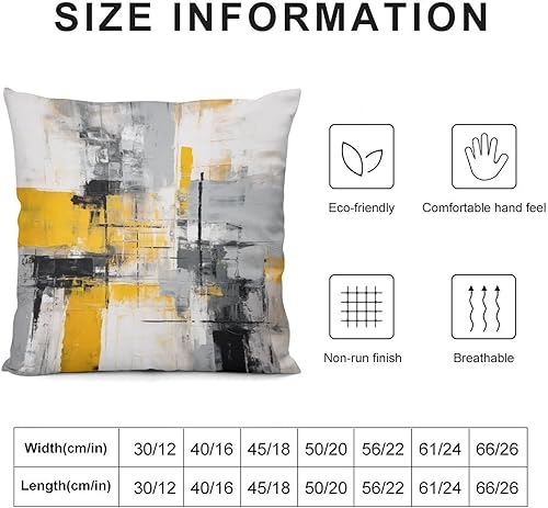 Miniatura 3 de HighonHi Fundas de almohada, pintura abstracta con cuadrados amarillos y grises, cojines decorativos para sala, amarillo, blanco, gris, pintura