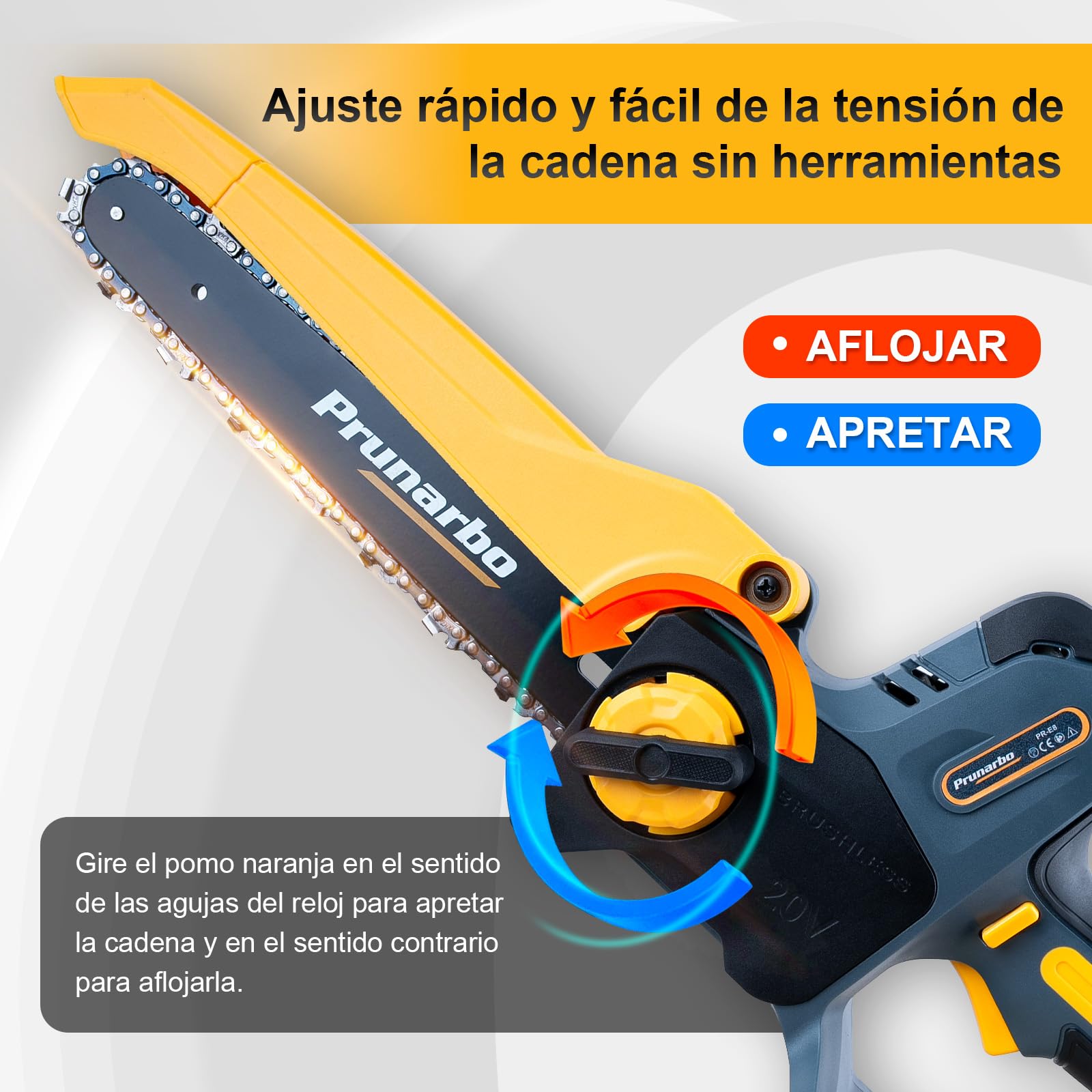 Sierra de Pértiga 2 en 1 con Mini Motosierra de 8 Pulgadas | Motor Sin Escobillas, Engrase Automático, Cabezal Ajustable 180°, Alcance Hasta 2,5 m Con Dos Baterías De 4,0 Ah