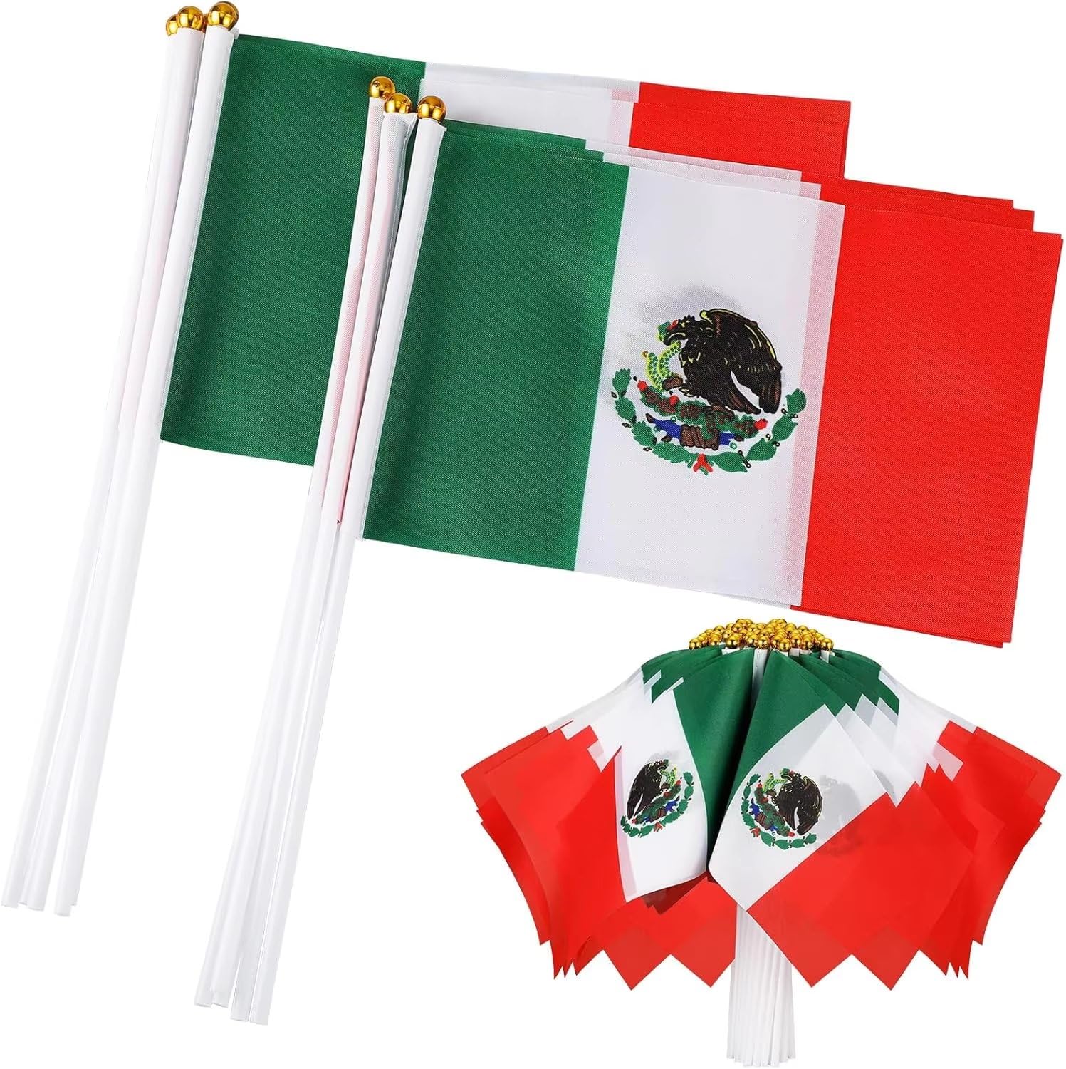 100 Mini Drapeaux Mexicains à Main 14x21 cm pour Décoration de Fête