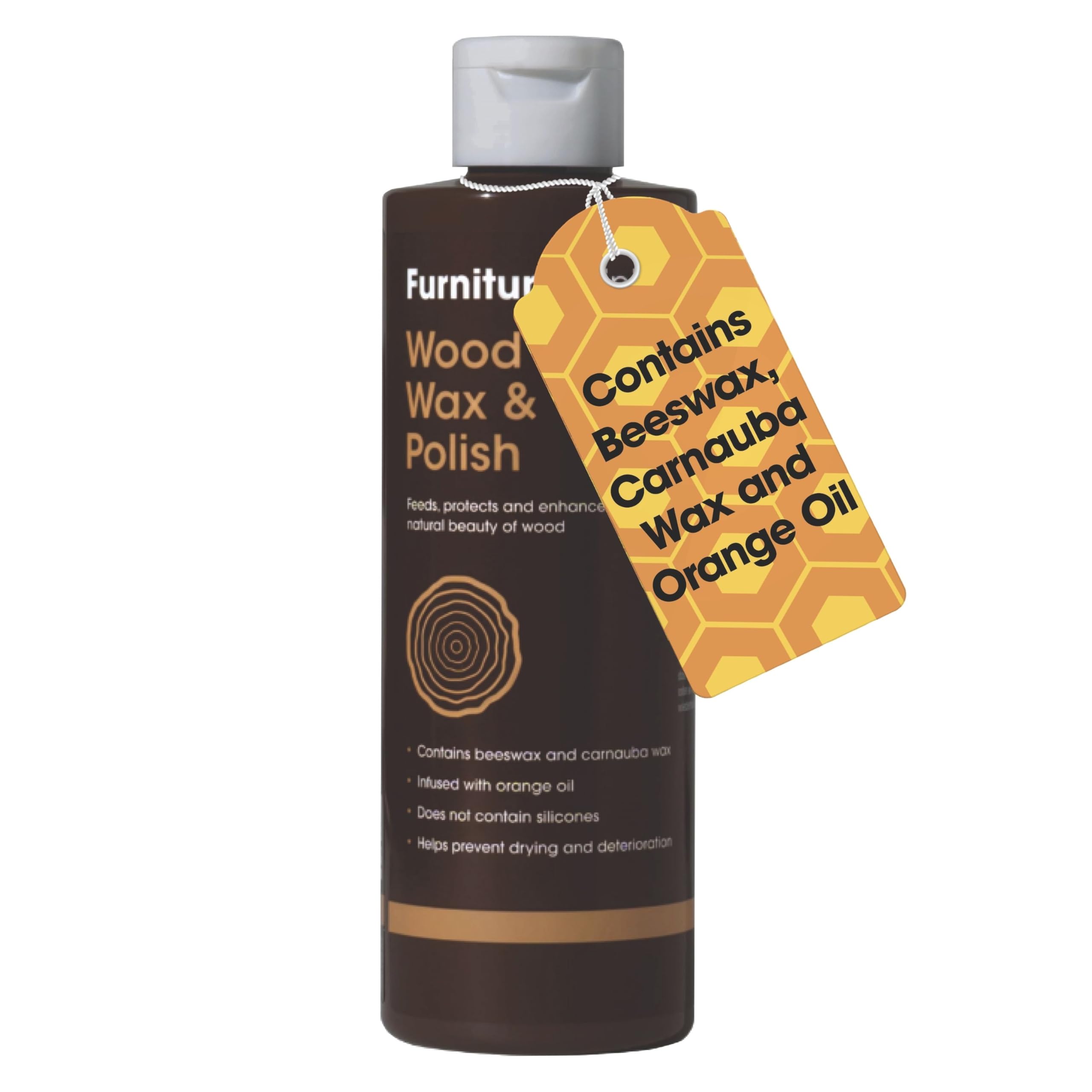 Cire Bois & Polish Furniture Clinic À l’Huile Essentielle d’Orange – Cire d’Abeille pour Bois Fini et Non Fini 250 ml
