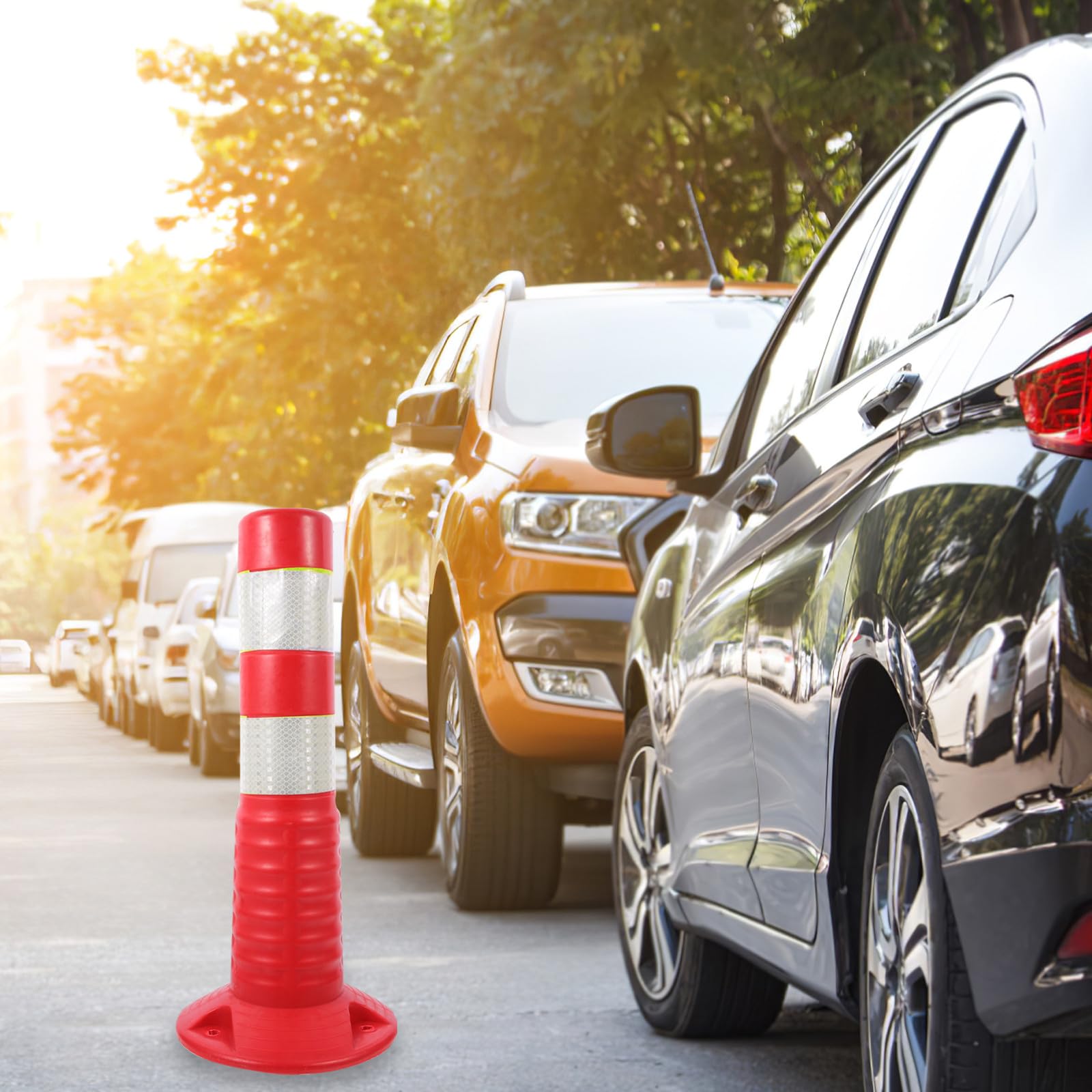 Colonna Dispositivo di Sicurezza Stradale in Riflettente in Anticollisione Facile da Pulire per Delimitazione e Segnalazione in Garage e Laboratori