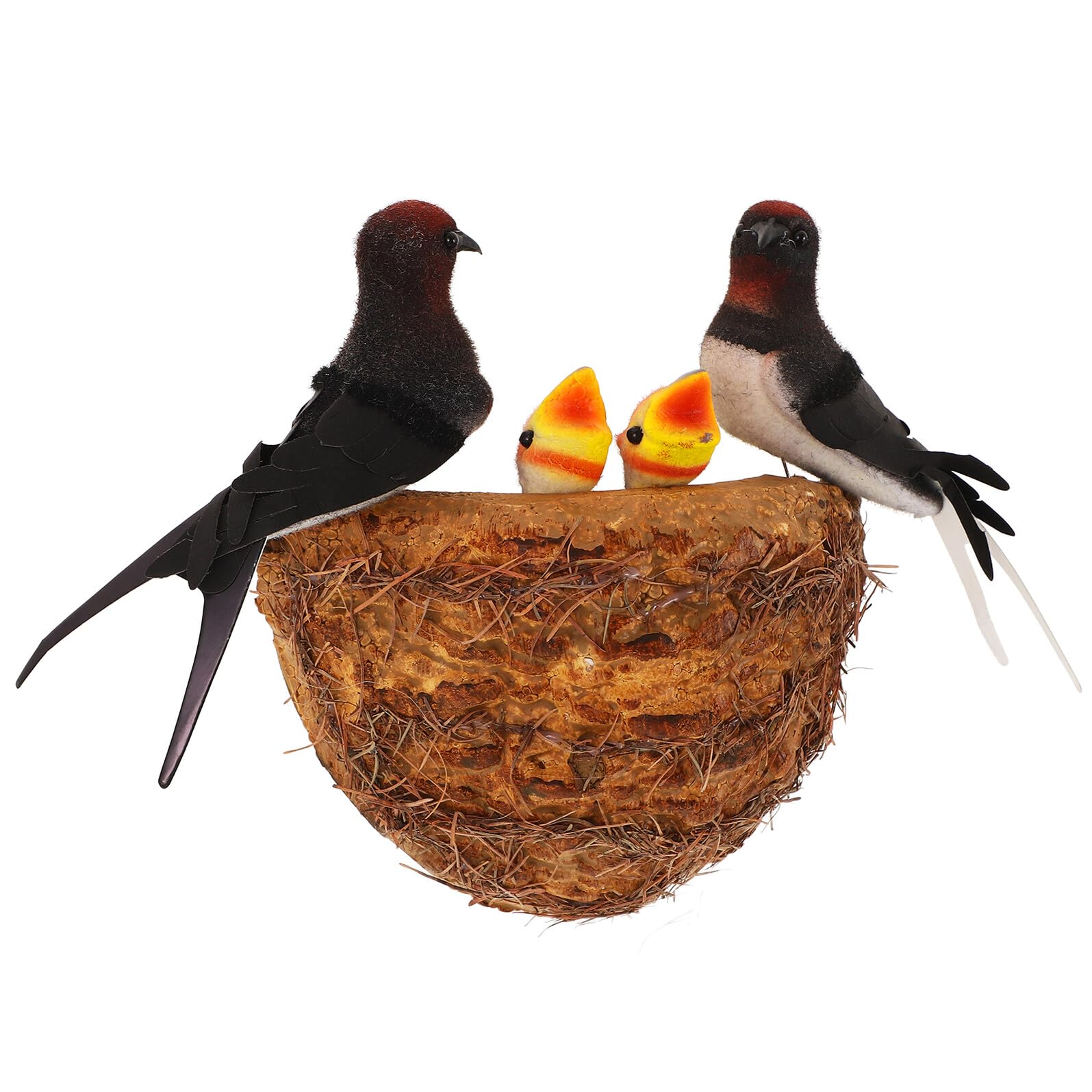 Nichoir hirondelles en plastique et papier avec 4 oiseaux décoratifs pour mur