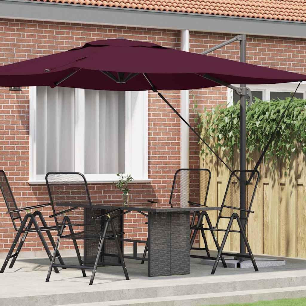 Sombrilla de jardín giratoria 360° con manivela y protección contra viento