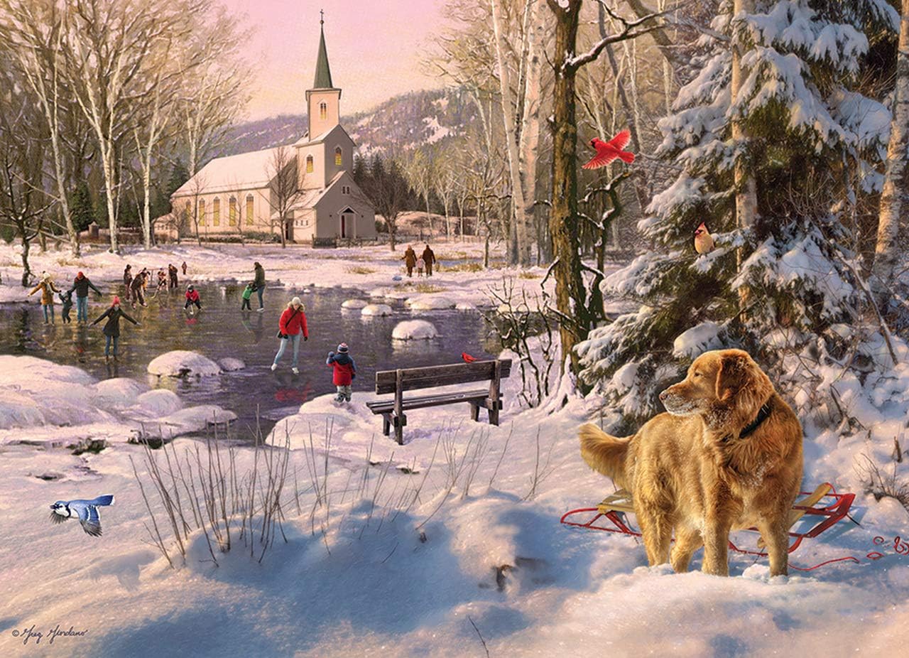 Cobble Hill 1000 Piece Puzzle - Skating Party - Sample Poster Included