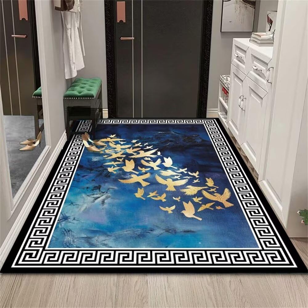 Tapis deco chambre ado et accessoires de salon bleu floral