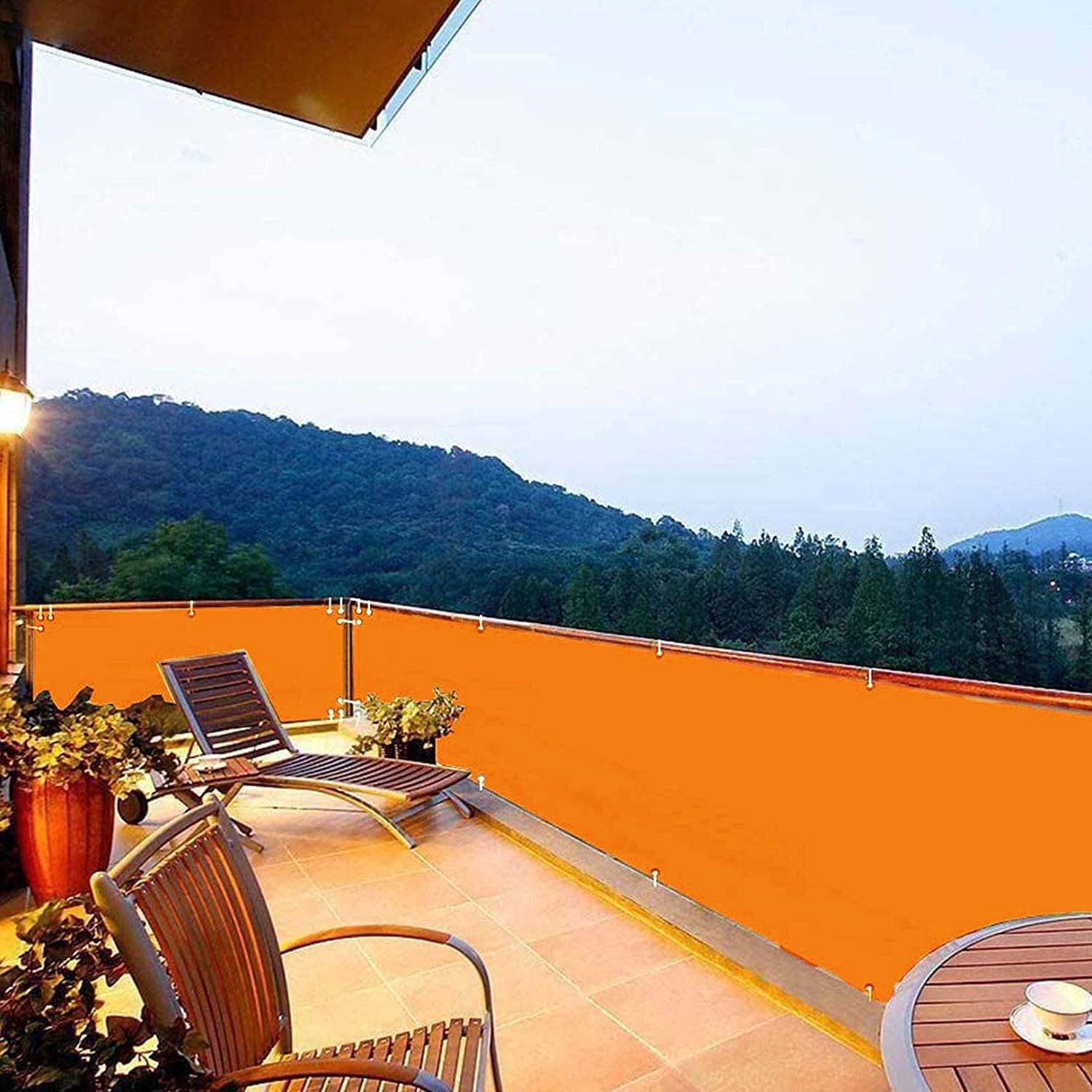 Balkon 1 x 7,5 m pomarańczowa siatka zacieniająca na balkon, taras, do ogrodu, wodoodporna, odporna na warunki atmosferyczne, łatwa pielęgnacja, idealna na boiska sportowe