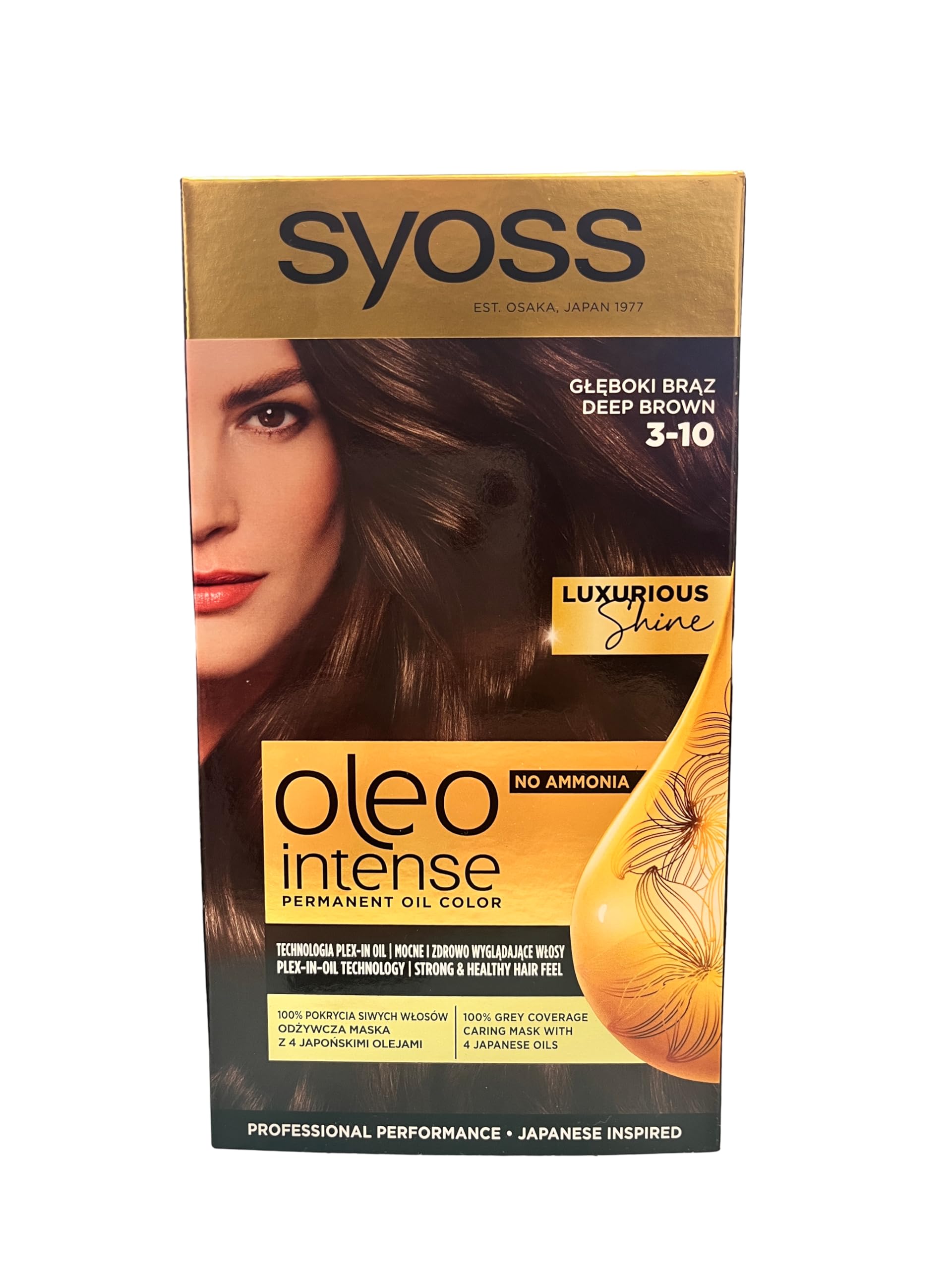 Syoss Oleo Intense Hair Color Dye 100% Pure Oils 0% Amonia 3-10 Deep Brown