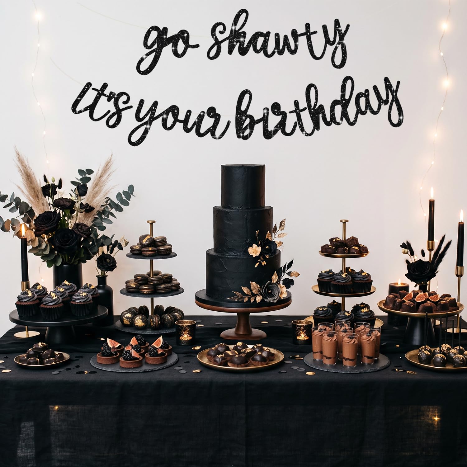 Glitter Birthday Banner - Pre-Strung & Easy Decor -4