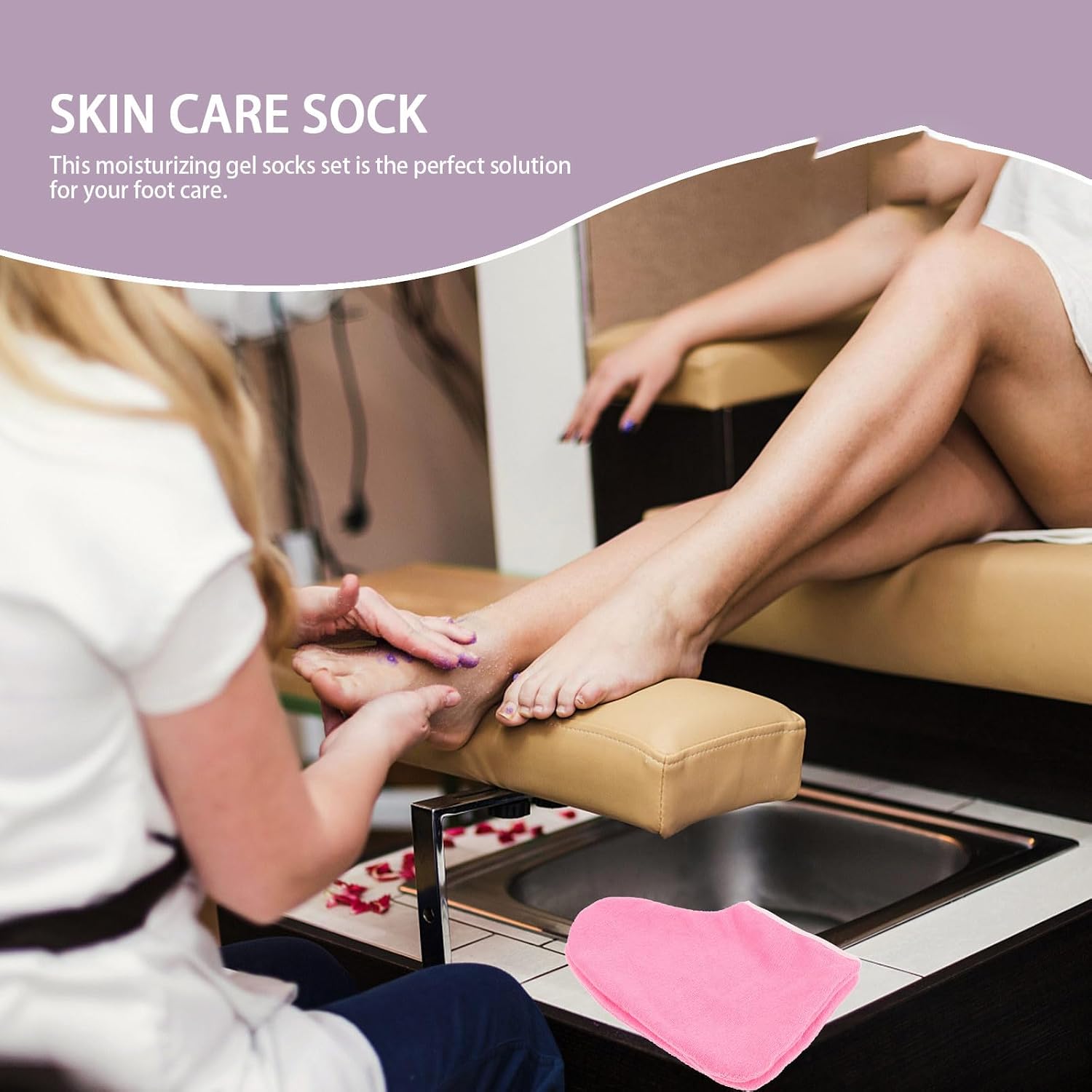Moisturizing Repairing Socks for Dry Feet 2pcs Pink Foot Care Socks with Paraffin Wax Compatible for Cracked Heels and Overnight Foot Therapy
