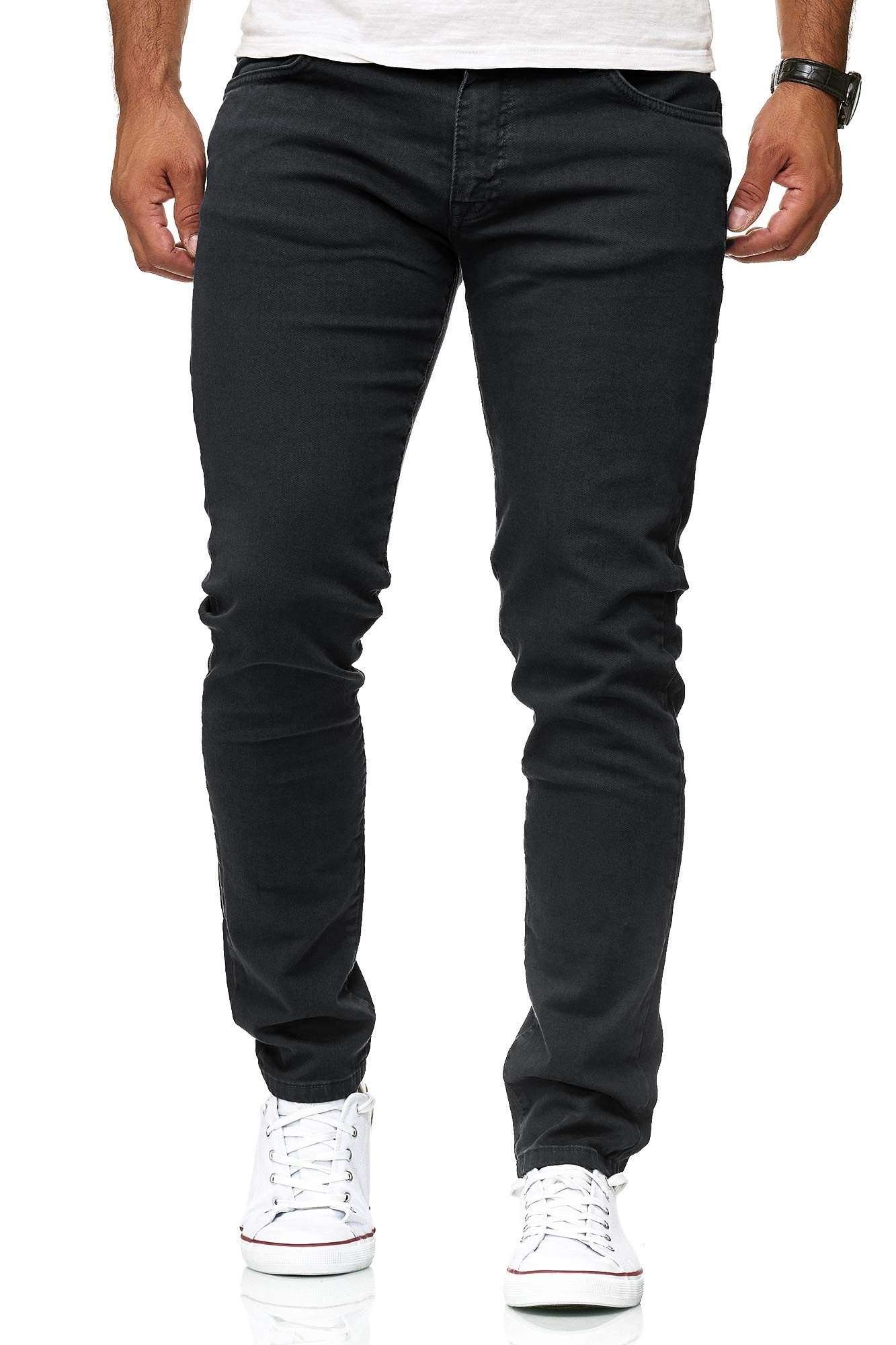 Red Bridge Men's Slim Fit Skinny Jeans Denim Coloured, black, 28W x 30L
