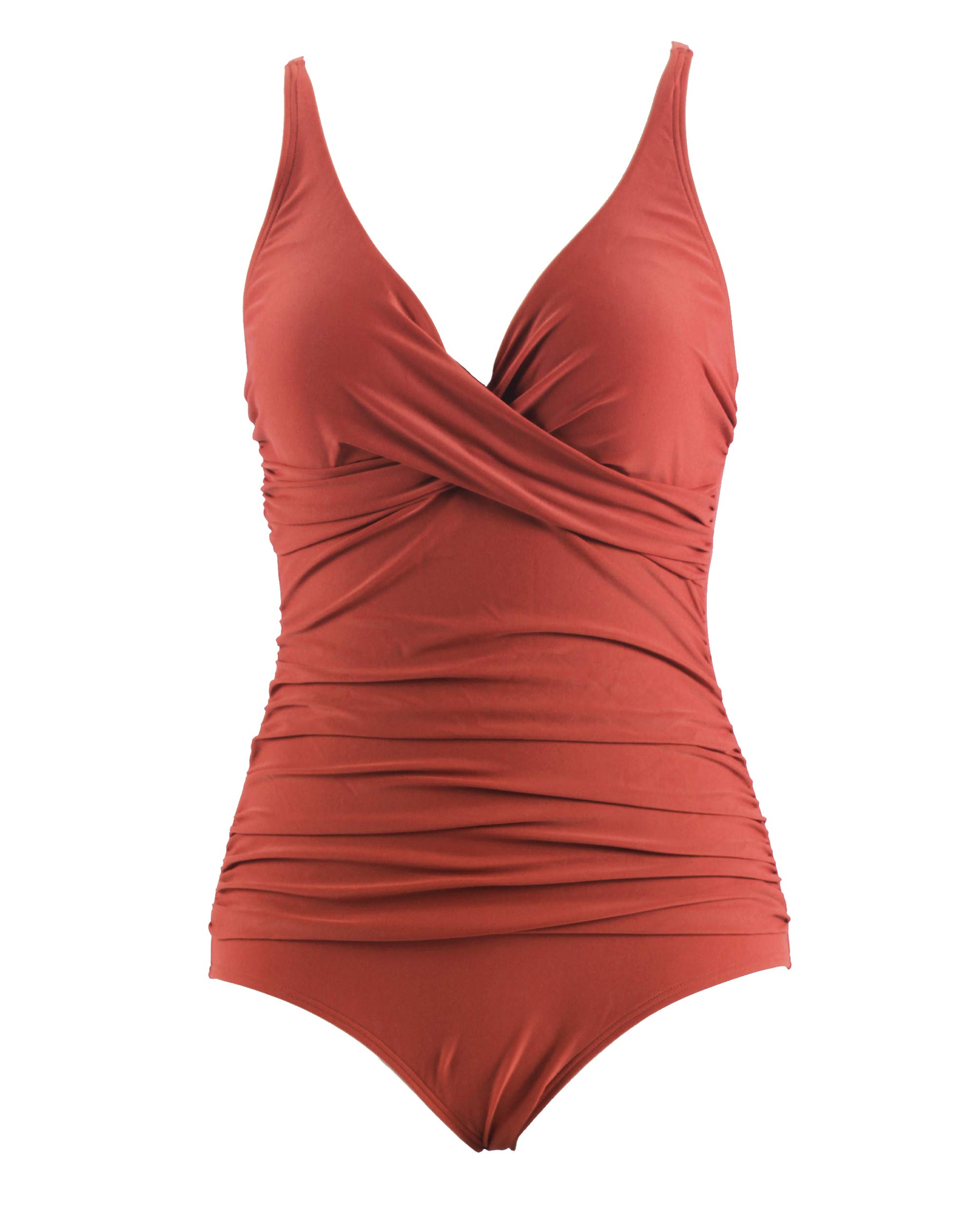 LA ORCHID Damen Badeanzug bauchweg Push up einteiliger Badeanzug bademode v Ausschnitt bademode high Waist für Urlaub