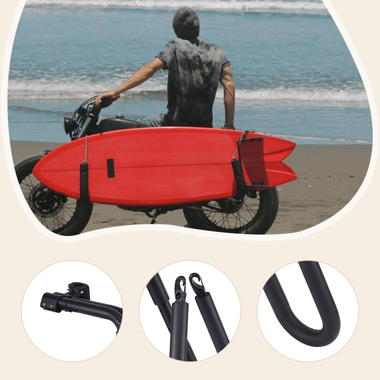Homyl Support de Planche de Surf pour Accessoires de Vélo pour Kitesurf, Skimboard, Planche à Voile