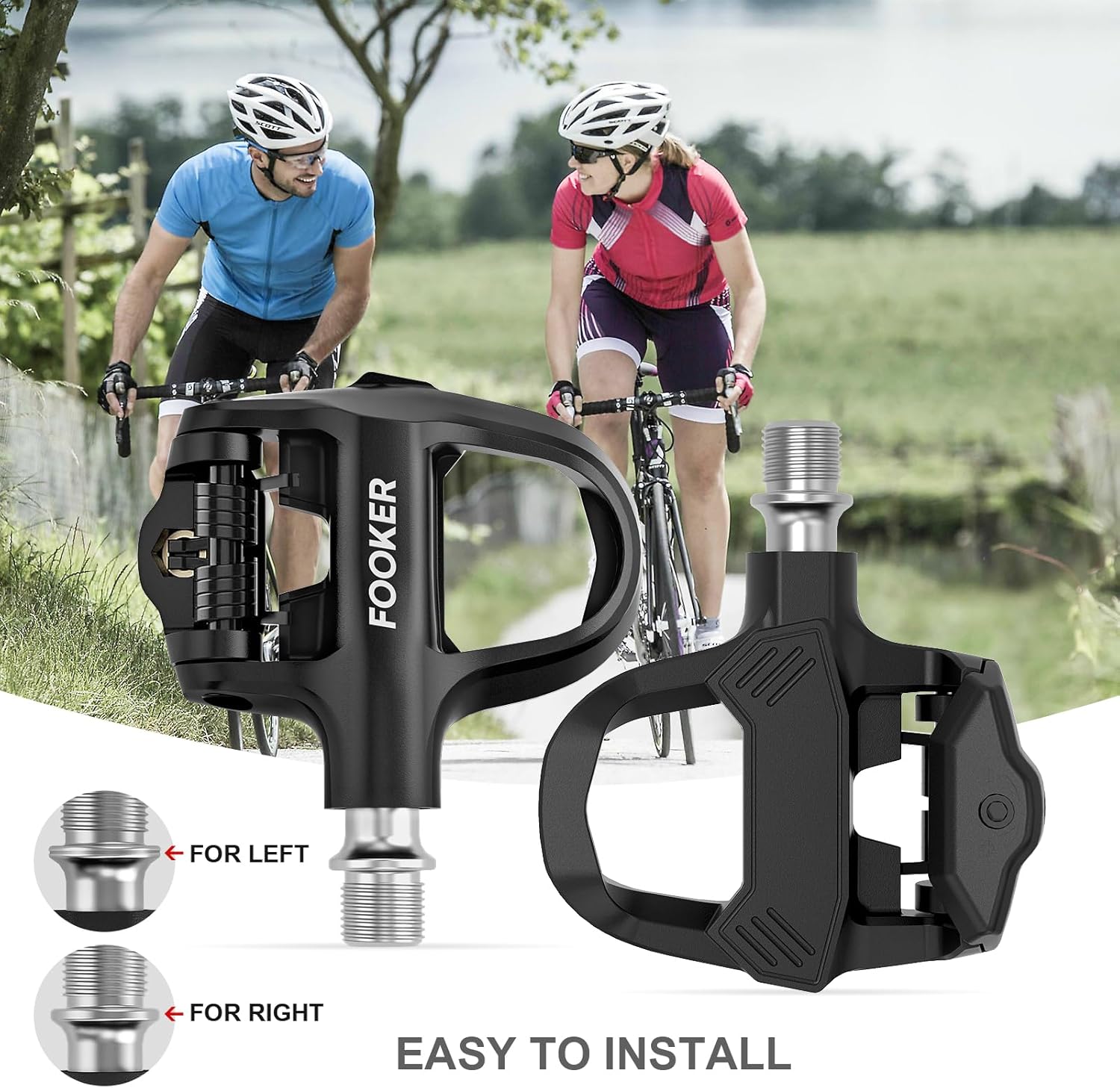 FOOKER Road Bike Pedals,Lightweight Clipless Pedals Compatible with Look KEO System - Image 6