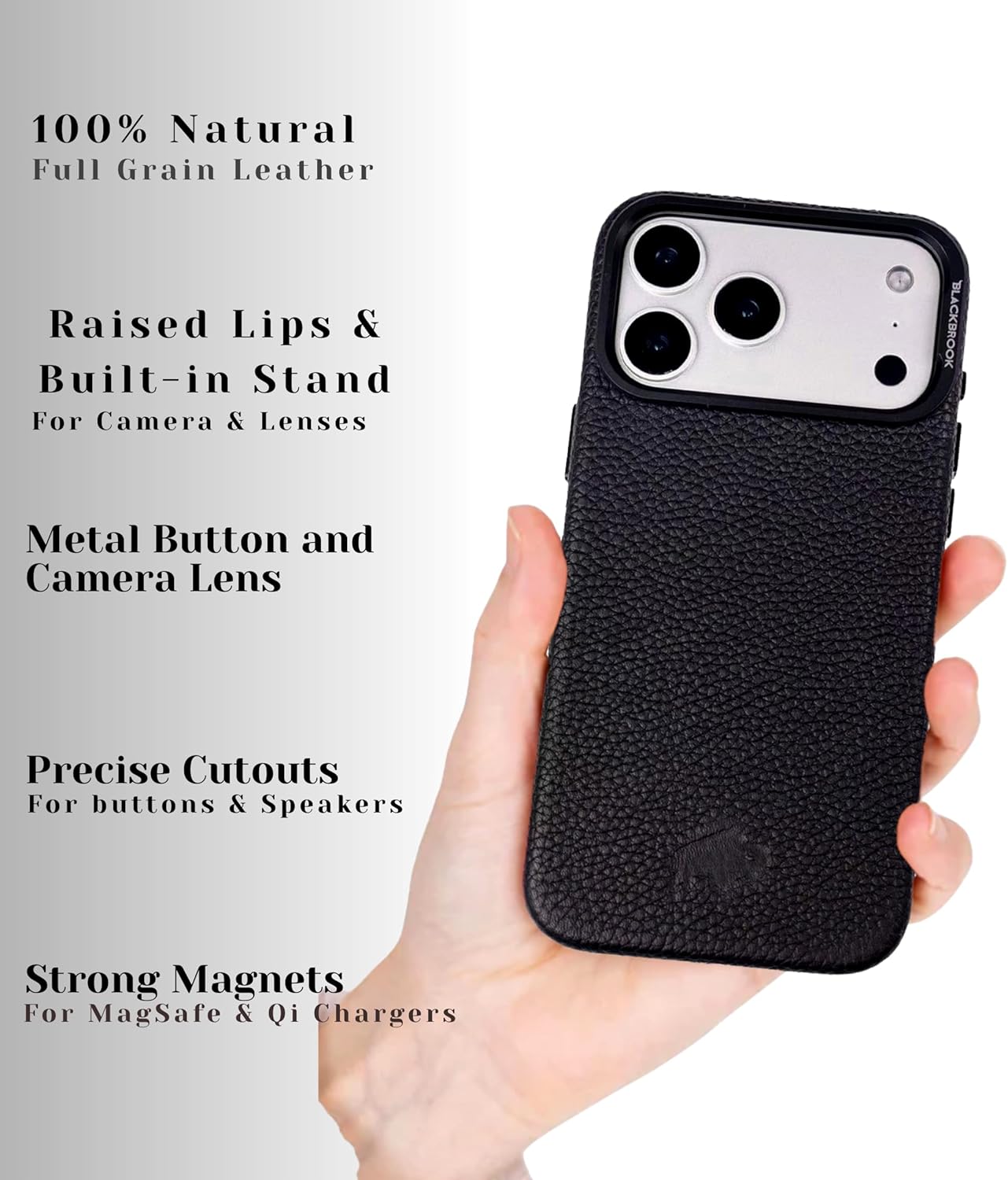 BLACKBROOK Leather Case for iPhone 17 Pro Max – Barlow Handcrafted Snap-On Cover, Full Grain Leather with 360° Edge Protection, Compatible with MagSafe, Slim Protective Design, Luxury Gift Box