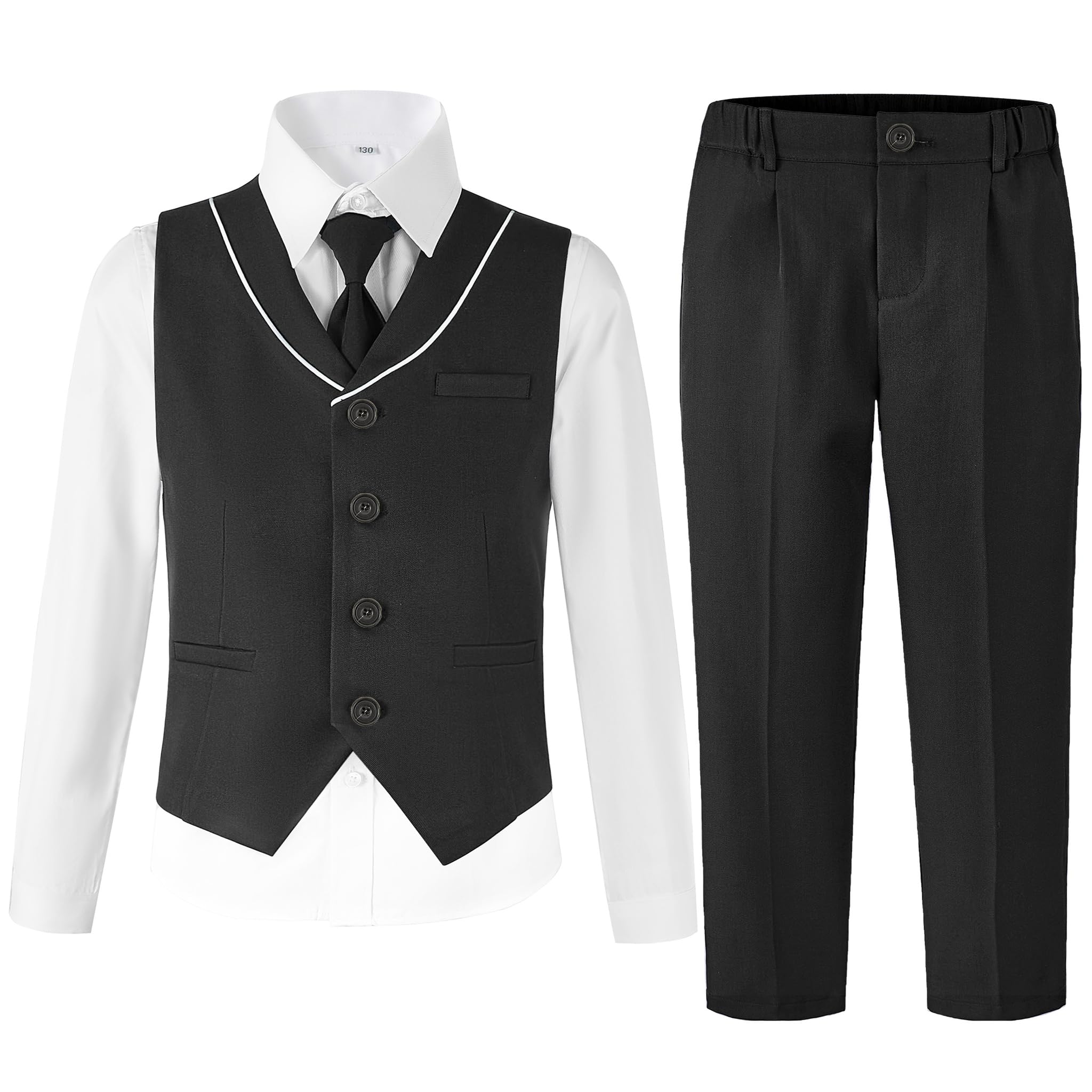LOLANTA Hochzeit Anzug für Jungen, Kinder Weste & Hose mit Hemd & Fliege Anzug Set, Festliches Outfit für Taufanzug Geburtstag & Kommunion