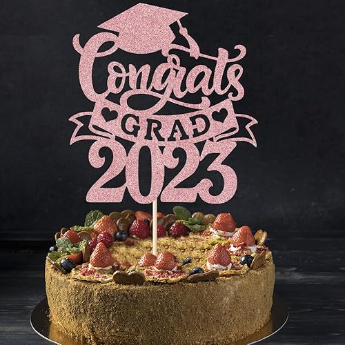 Miniatura 5 de Palasasa Congrats Grad - Decoración para tartas, letrero decorativo de graduación 2023, decoración de fiesta de graduación para escuela secundaria