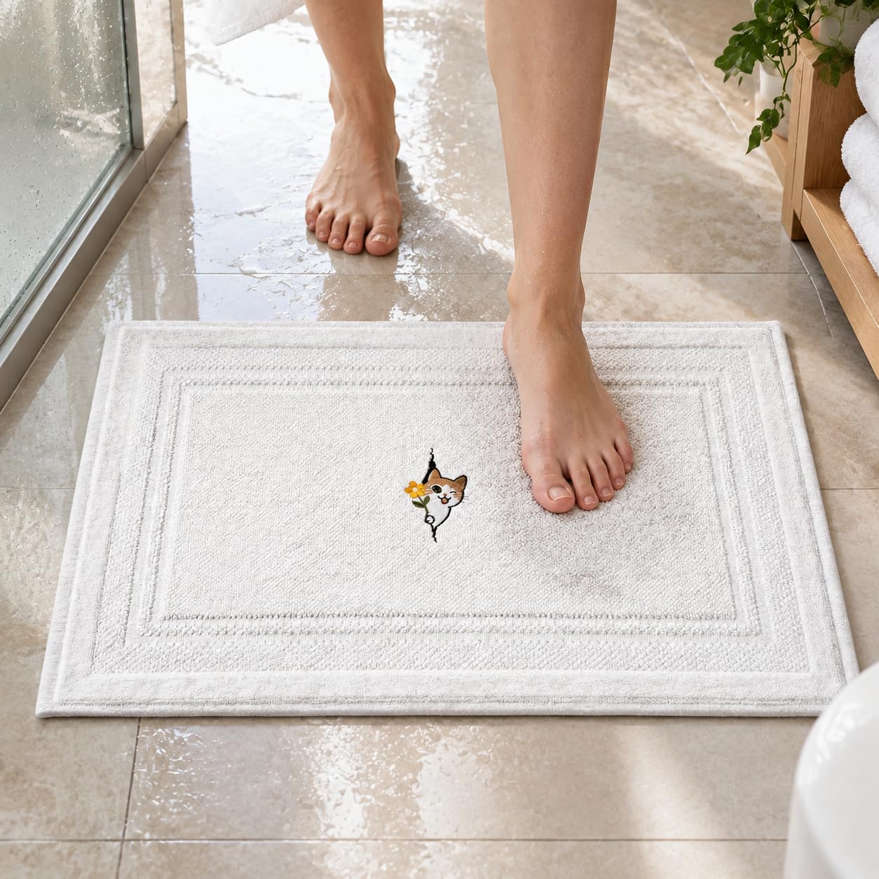 Alfombrilla Baño Algodón, Floral, 50x80CM