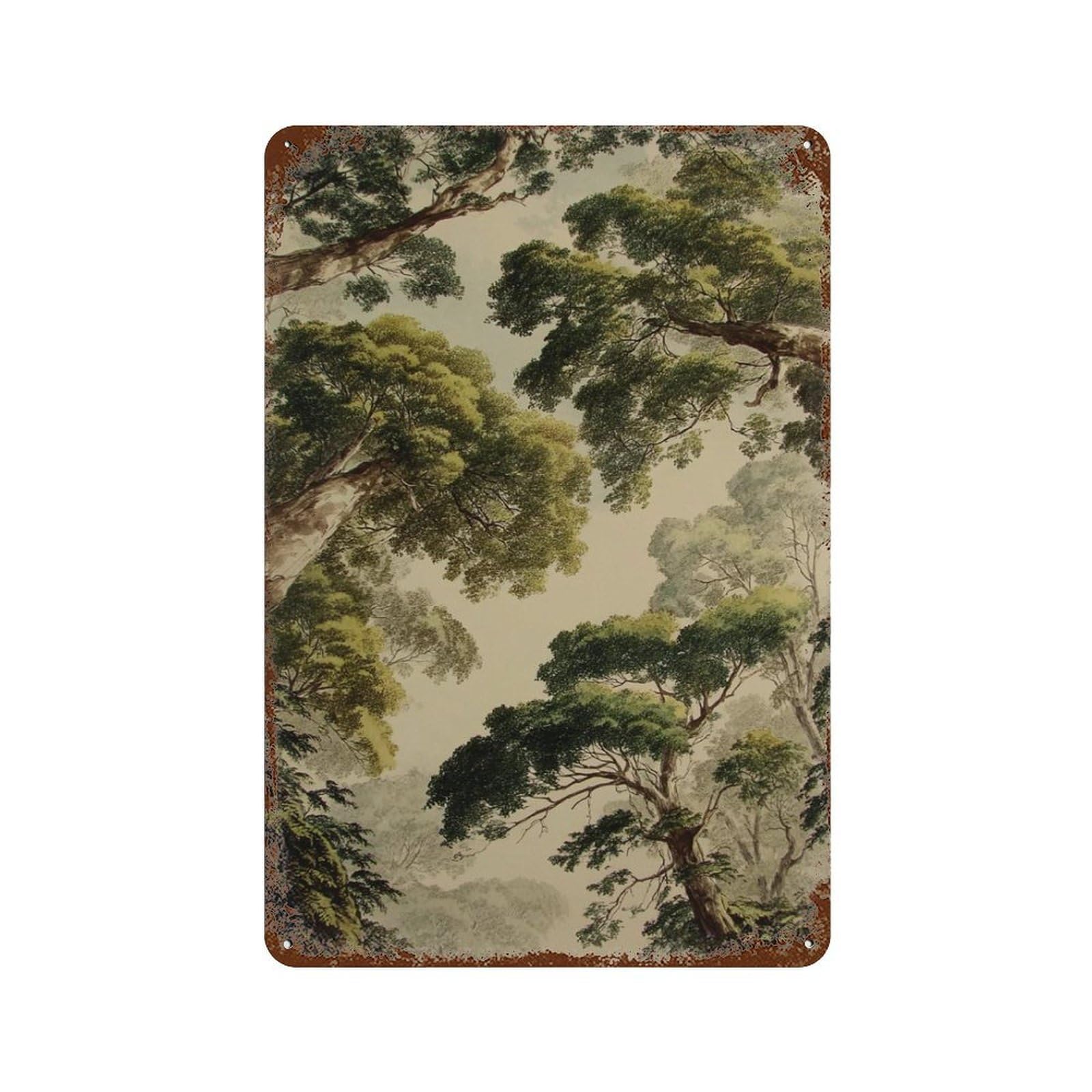 xiaoxiaoshen Forest Canopy Green Tree Ceiling Woodland Nature Wall Decor Art Metal Tin Poster Modern Home Decor Art Home Bar Shop Decorations Vintage Sign 30x20cm
