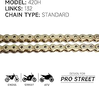 Vista 2 de Cadena de motocicleta 420H 132 eslabones sin junta tórica con enlace maestro de conexión, cadena de transmisión resistente para motocicleta