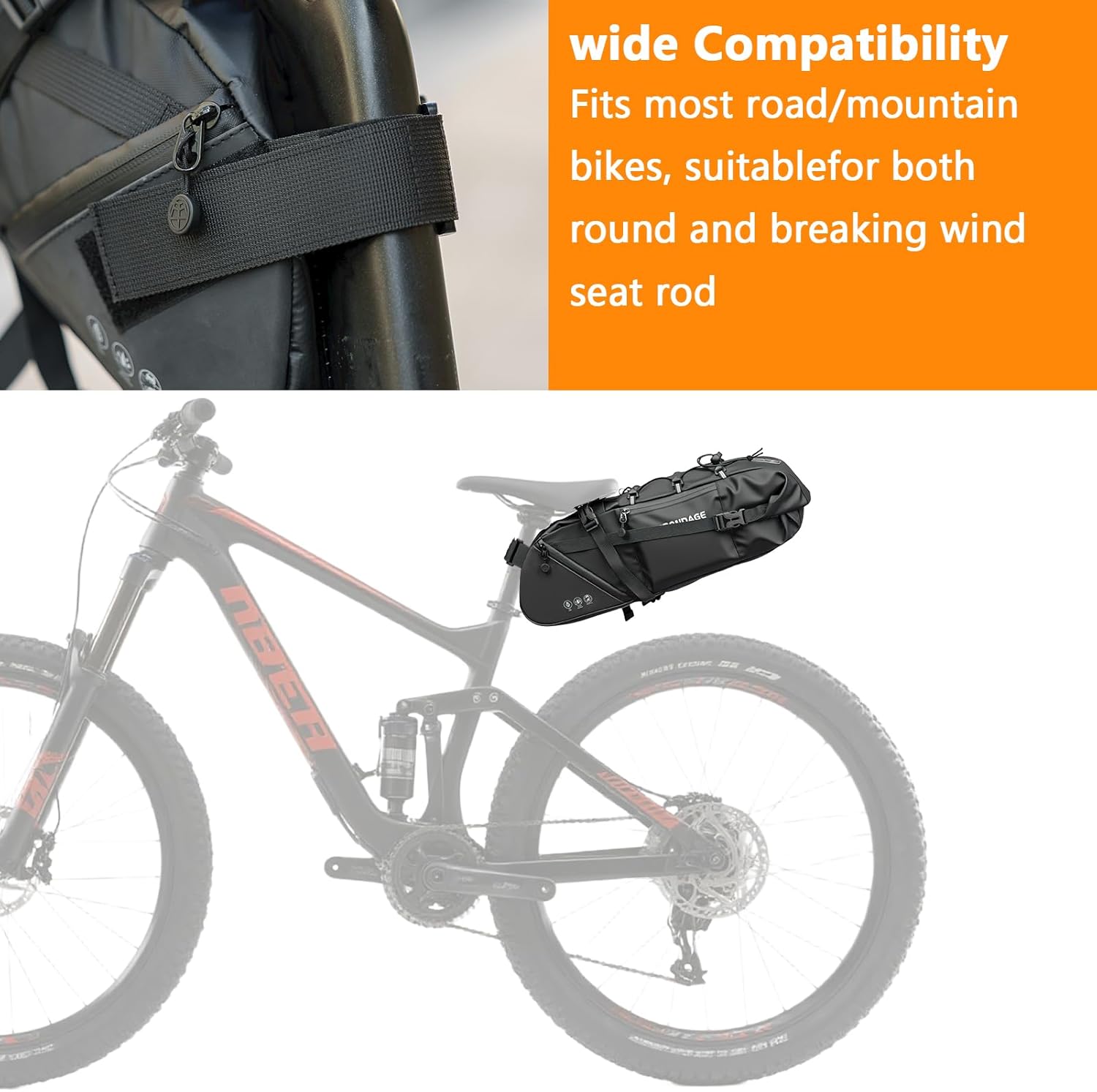 Waterproof Bike Saddle Bag Large Capacity 15L Bikepacking Bicycle Seat Bag for Road Mountain