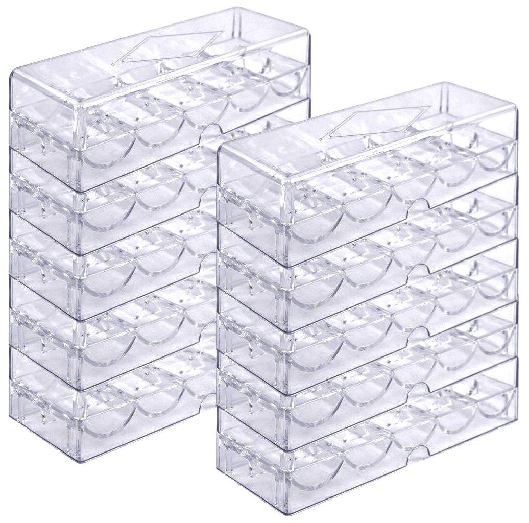 Bullets Playing Cards, Poker Chip Tray Set für 1.000 Pokerchips, 10 Trays mit Deckeln für je 100 Chips, Chip-Gestell / -Tablett