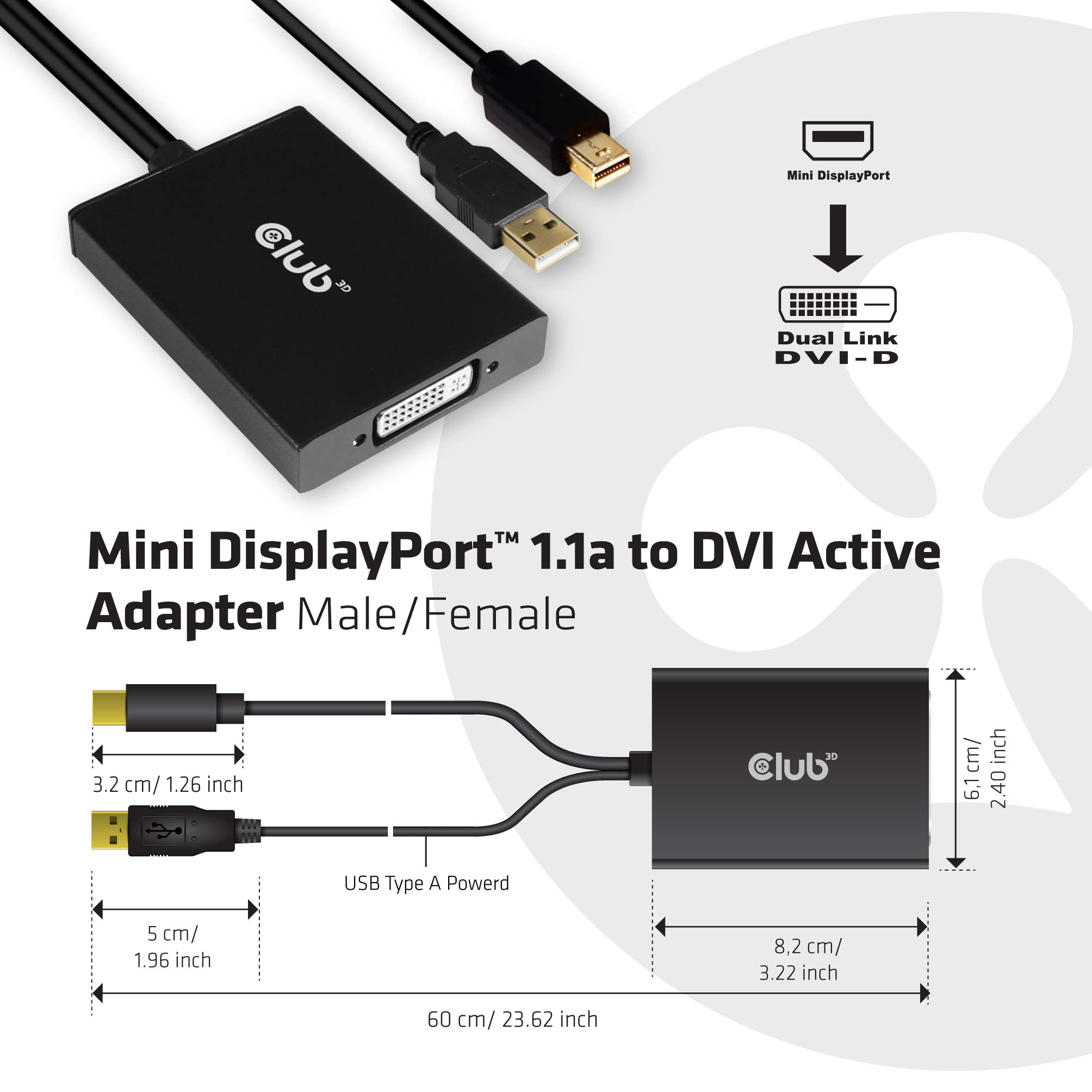 Mini Apple D isplay 23と Mini - Dual-Link DVI DisplayPortTM to