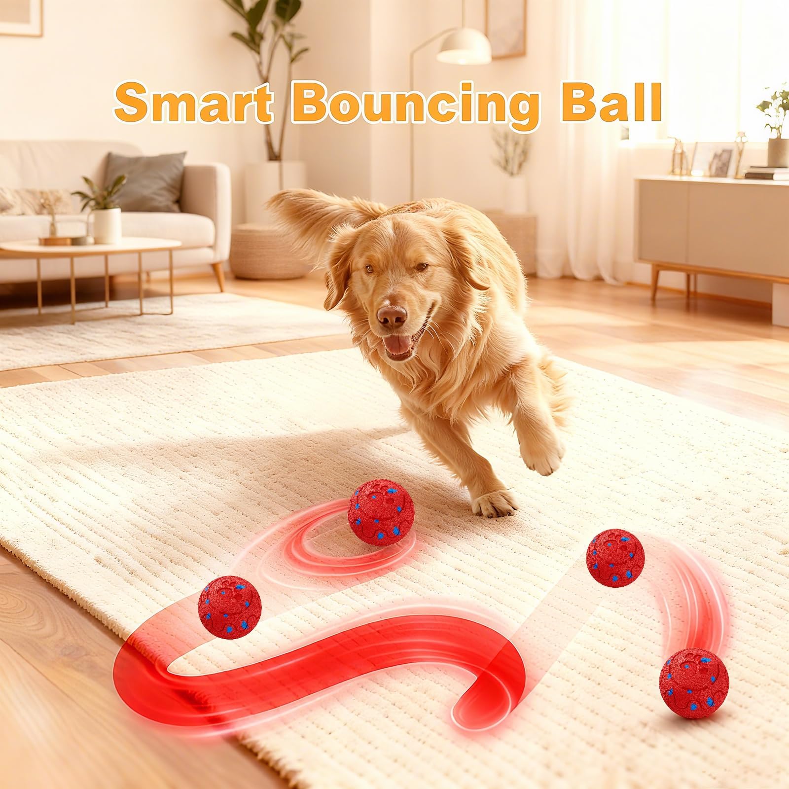 Jouets interactifs pour chien : balle auto-mobile avec roulement et rebondissement automatiques, matériau E-TPU amélioré, étanchéité IP54, activé par le mouvement – pour les garder occupés, cadeau