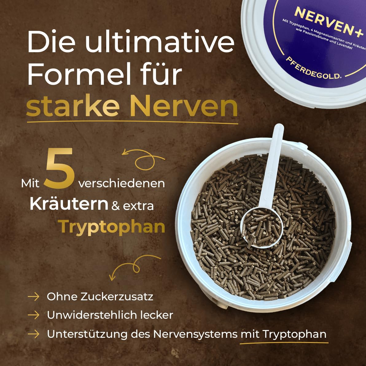 Nerven+ 1,5 kg - Pferde Pellets mit Magnesium & Tryptophan - Unterstützung bei Stress - 100% Natürlich & Melassefrei - Made in Germany