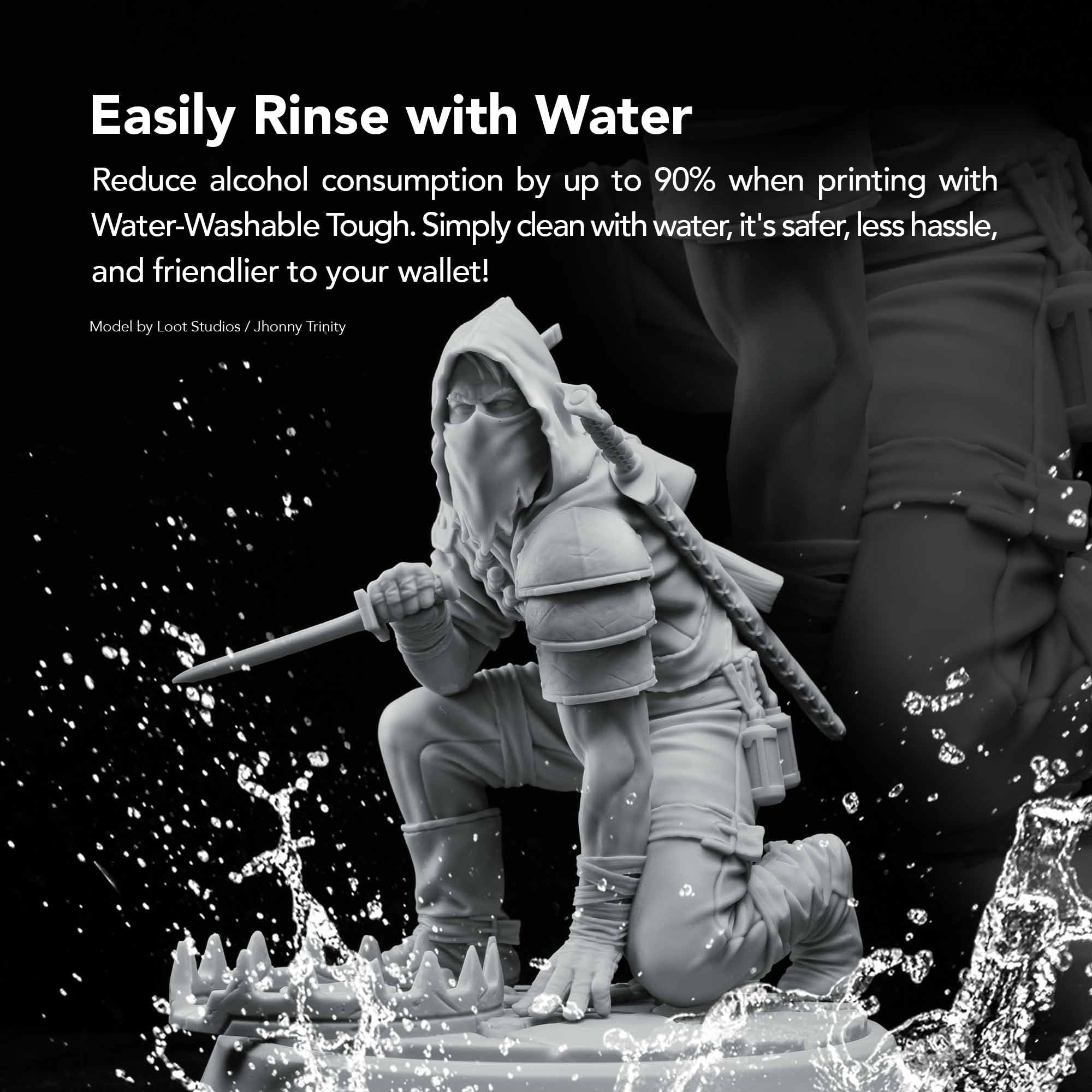 Phrozen Water-Washable Tough 3D Drucker Resin | Wasser Waschbar mit 2x Zähigkeit | 405nm Photopolymer UV-Harz für LCD Printer | hohere Haltbarkeit, Nicht Spröde - Weiß (1kg)