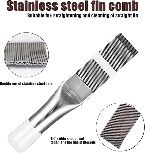 Miniatura 4 de Cepillo de limpieza de aletas de condensador de aire acondicionado, peine de aleta de radiador de acero inoxidable, herramienta de reparación de