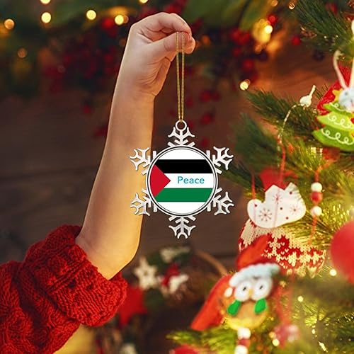 Miniatura 3 de Adornos de metal para árbol de Navidad, bandera de Palestina, adorno de paz, palestina, copo de nieve de metal, adornos de Navidad con decoraciones